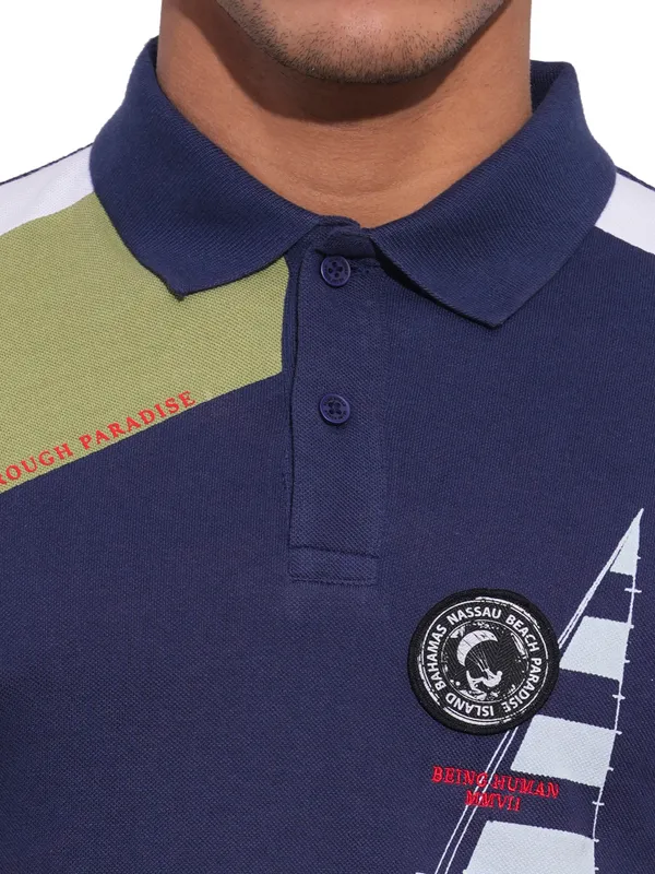 Being Human Mens-Top Polo Neck Midnight Blue